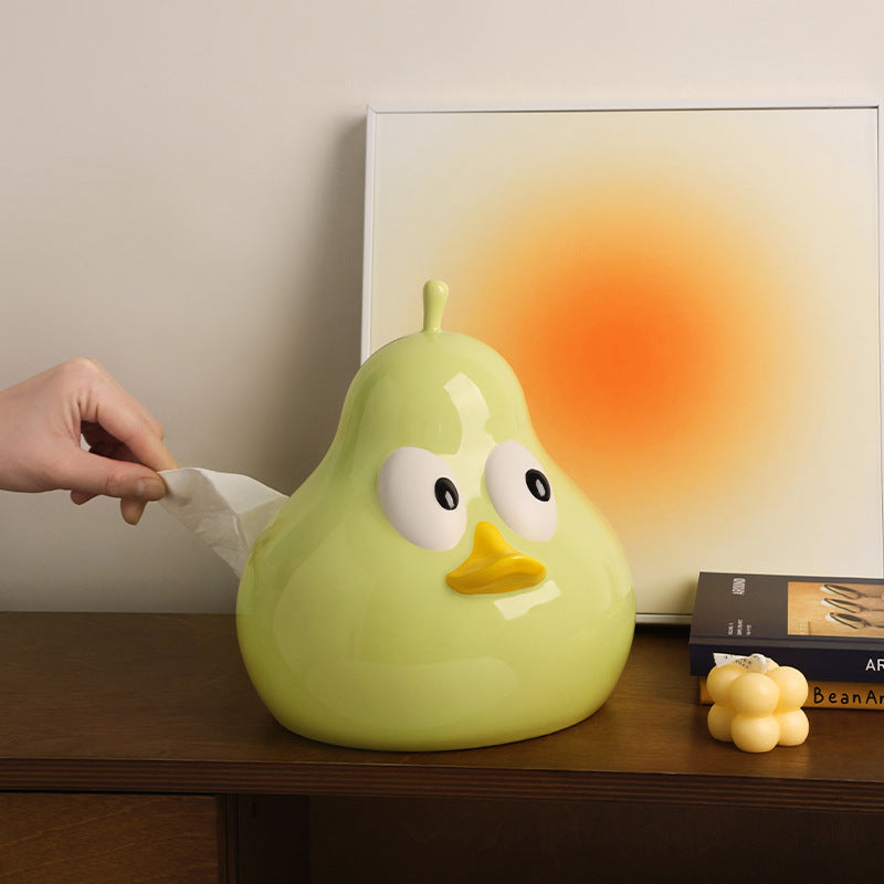 Ceramic Pear-Shaped Tissue Box Decorative Ornament
