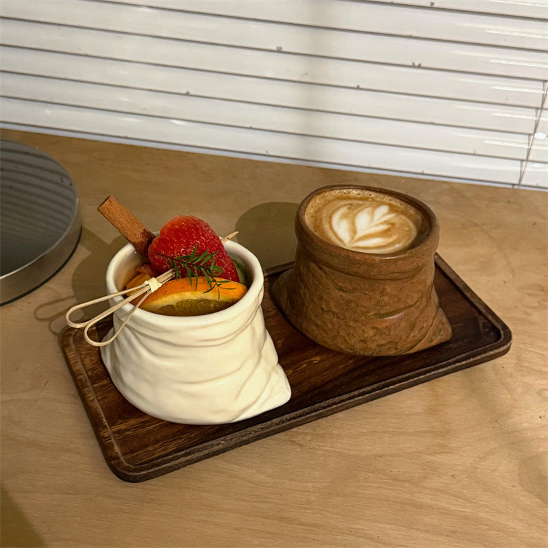 Retro-Style Cloth Bag Ceramic Mug
