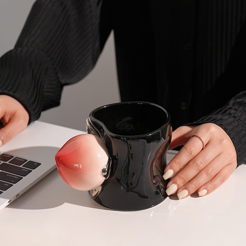Creative Peach Handle Ceramic Mug