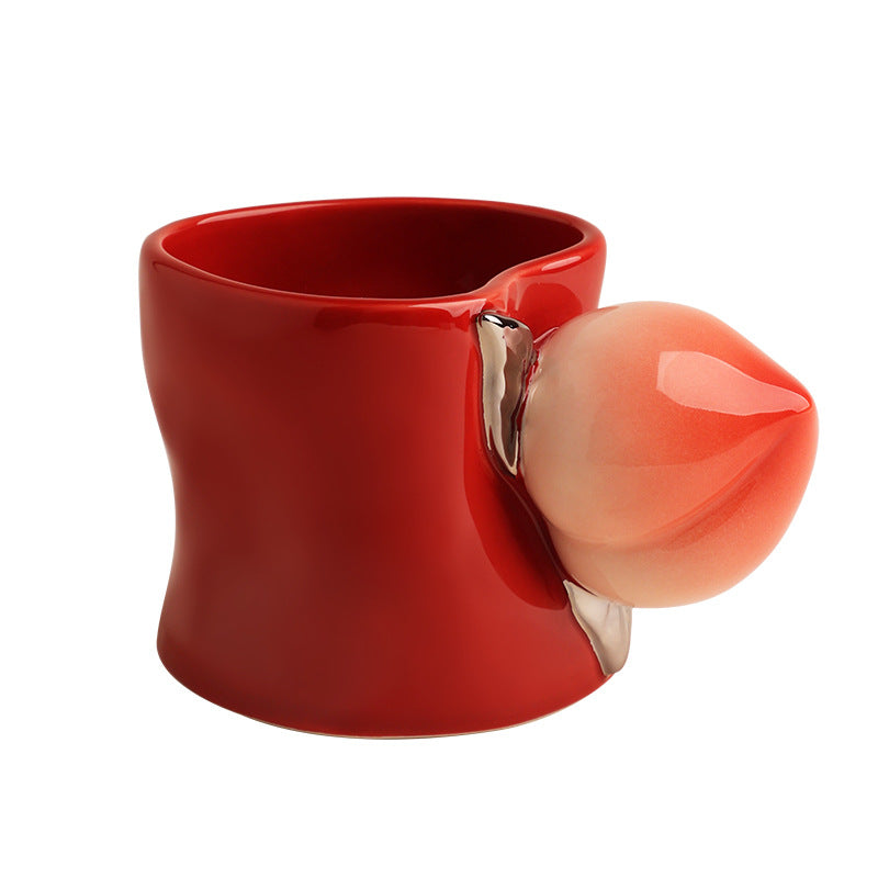 Creative Peach Handle Ceramic Mug