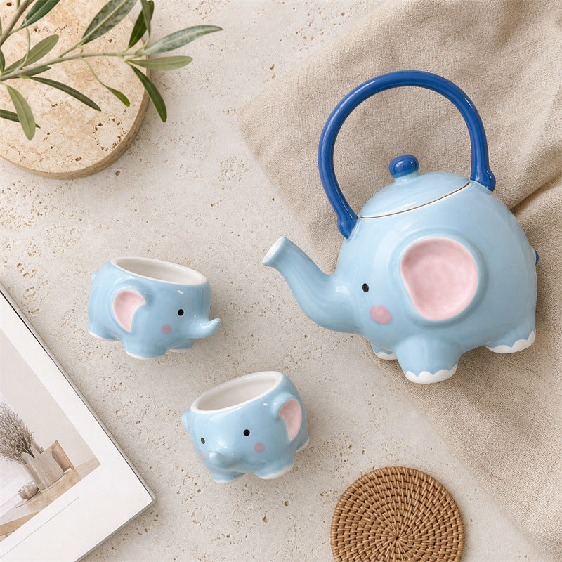 Cute Elephant Ceramic Kettle and Tea Set