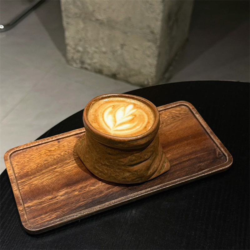 Retro-Style Cloth Bag Ceramic Mug