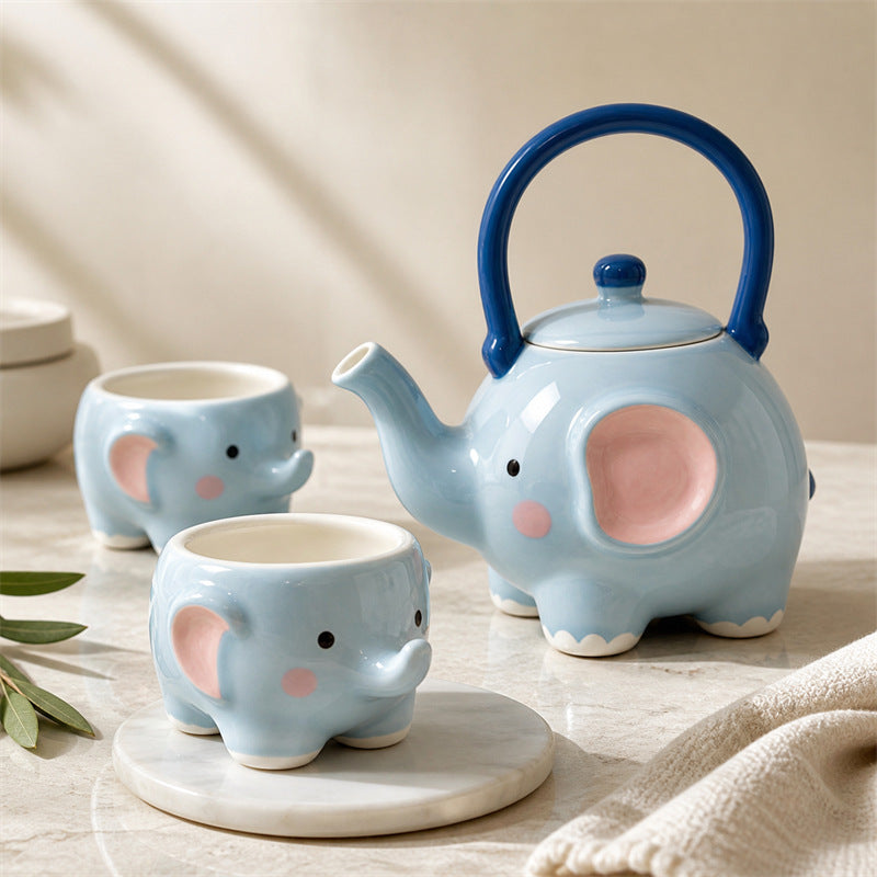 Cute Elephant Ceramic Kettle and Tea Set