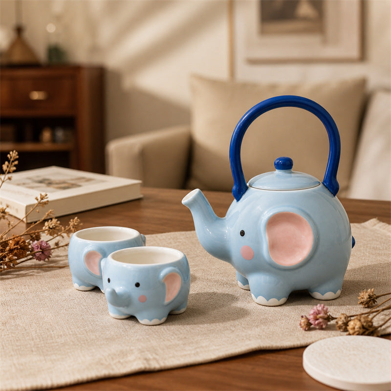 Cute Elephant Ceramic Kettle and Tea Set