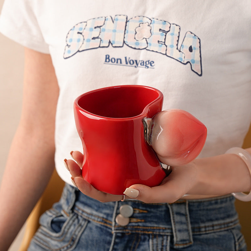 Creative Peach Handle Ceramic Mug