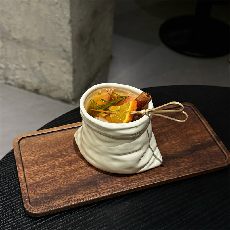 Retro-Style Cloth Bag Ceramic Mug