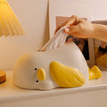 Creamy-Colored Reclining Duck Ceramic Tissue Box Ornament