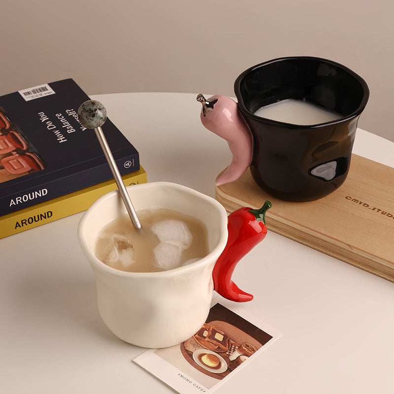 Ceramic Chili Pepper Shaped Handheld Cup