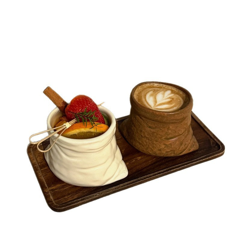 Retro-Style Cloth Bag Ceramic Mug