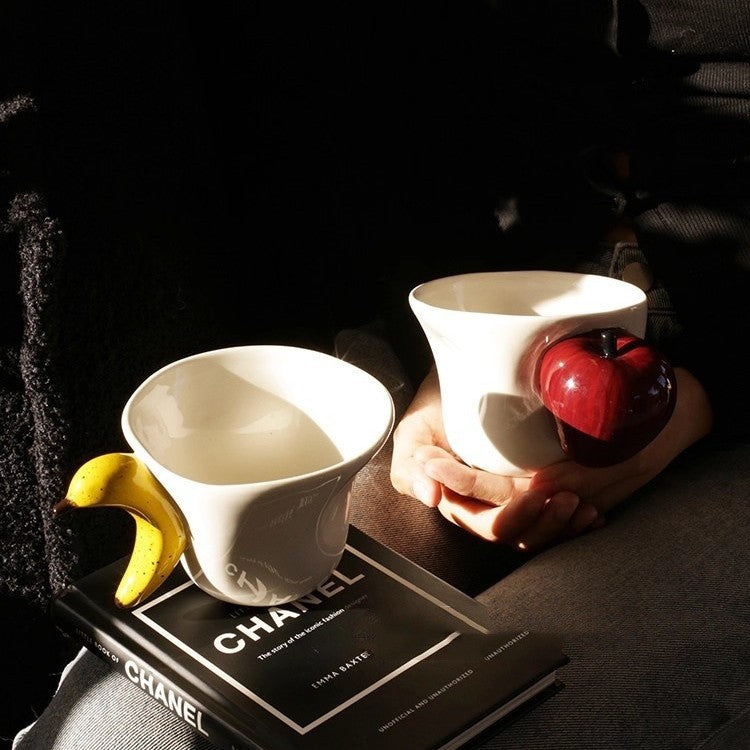 Creative Banana And Apple Hand-Painted Ceramic Mug