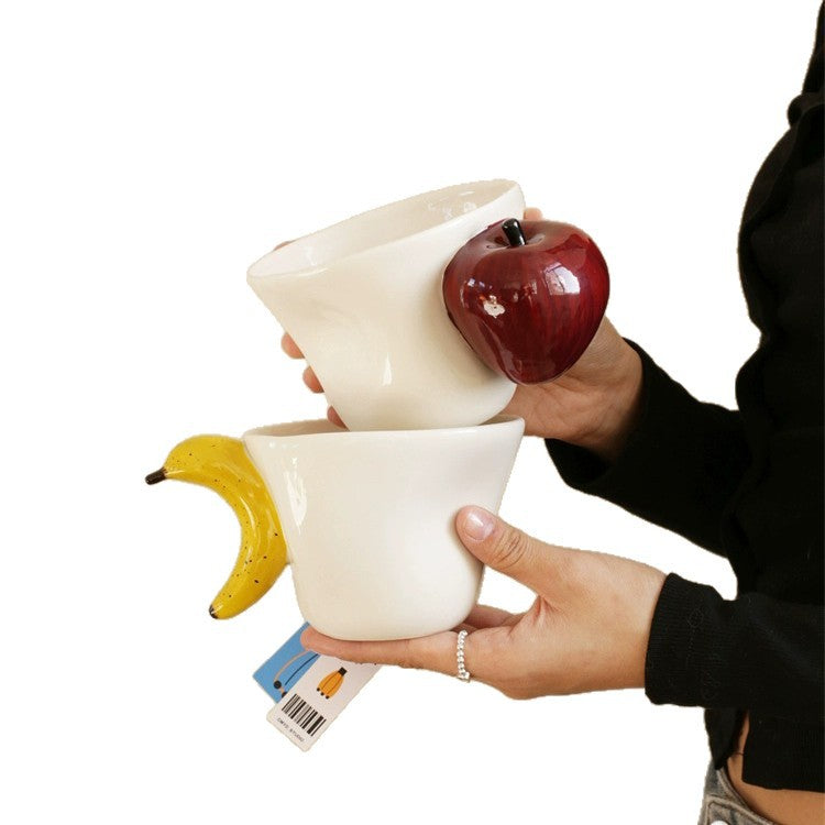 Creative Banana And Apple Hand-Painted Ceramic Mug