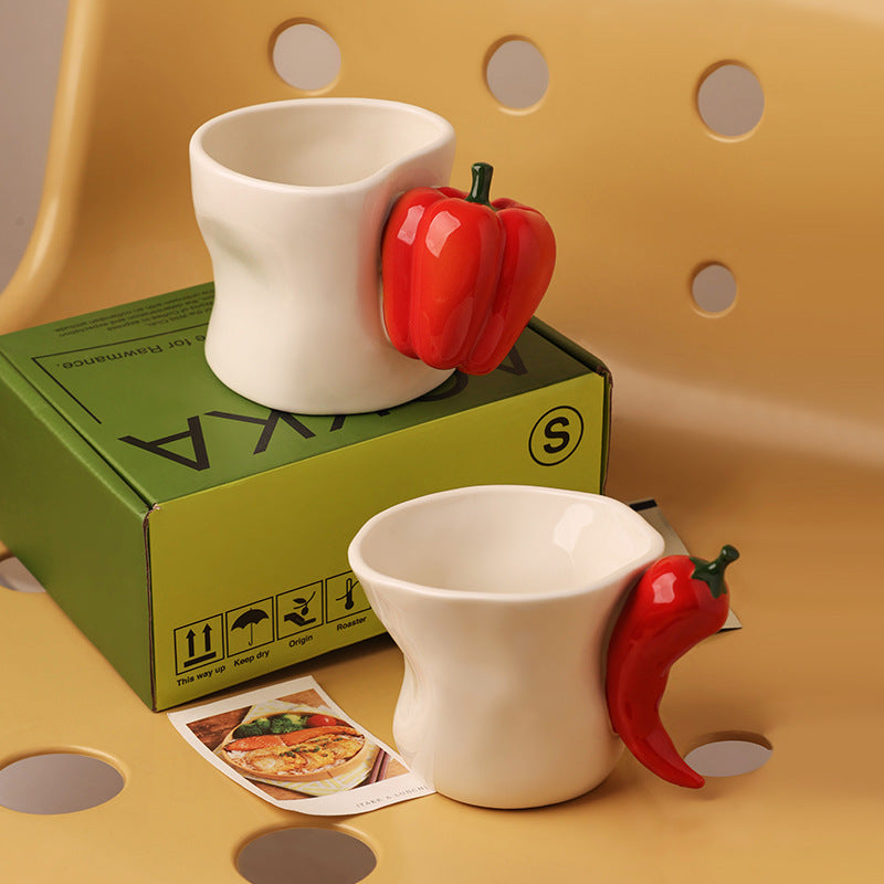 Ceramic Chili Pepper Shaped Handheld Cup