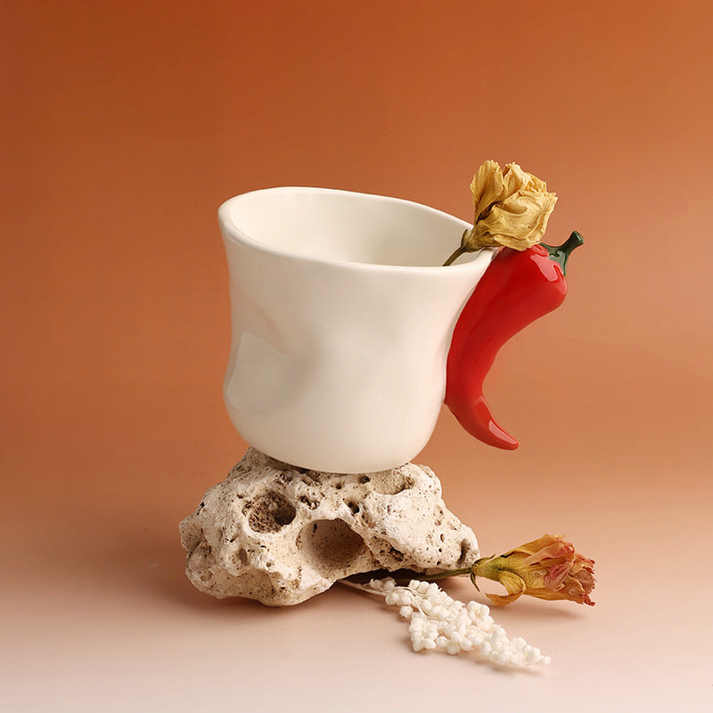 Ceramic Chili Pepper Shaped Handheld Cup