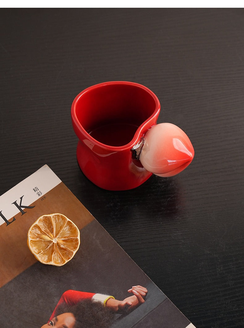 Creative Peach Handle Ceramic Mug