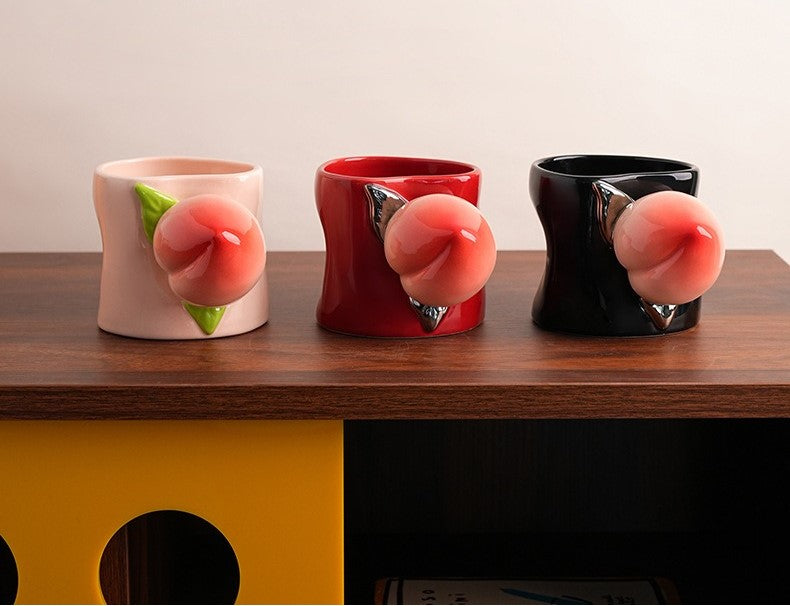 Creative Peach Handle Ceramic Mug
