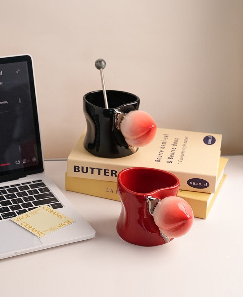 Creative Peach Handle Ceramic Mug