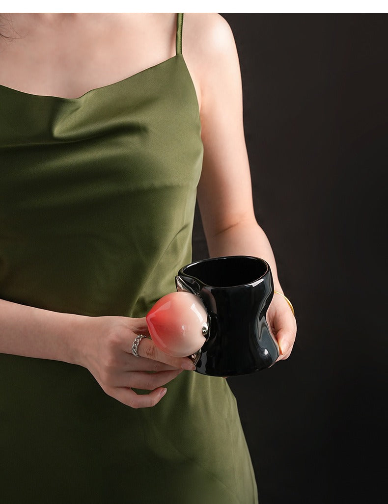 Creative Peach Handle Ceramic Mug