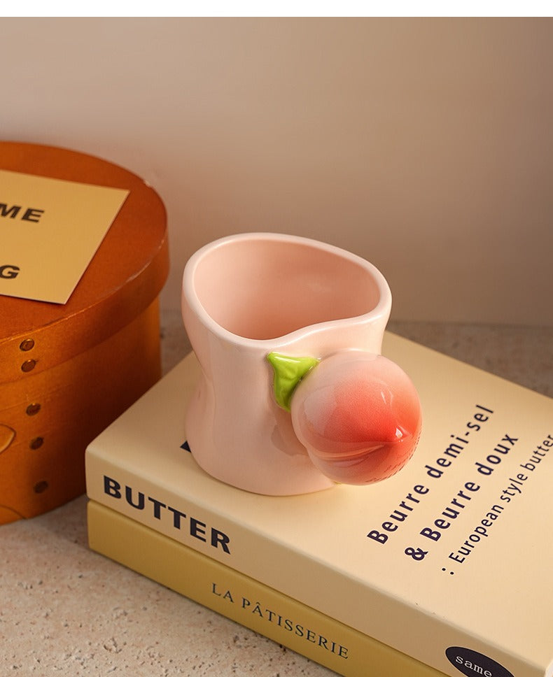 Creative Peach Handle Ceramic Mug